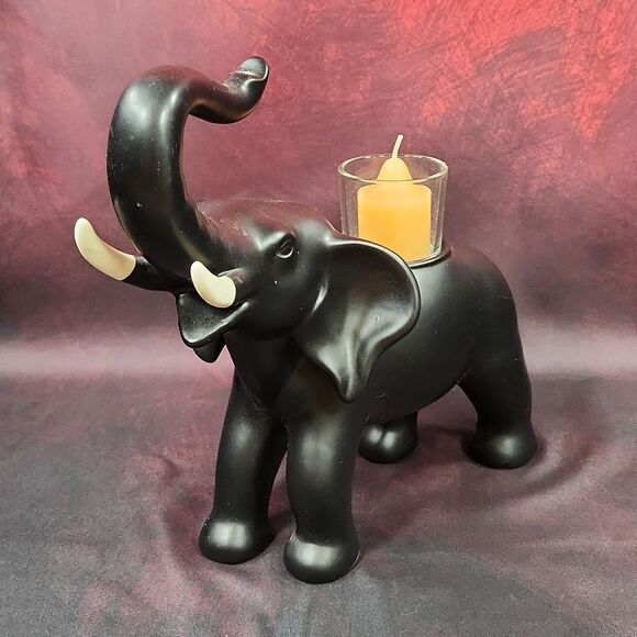 💜PartyLite Black Trumpeting Elephant Tealight/Votive Candle Holder - Picture 9 of 15